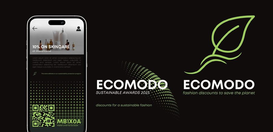 Ecomodo logo mockups, green sustainable-fashion brand